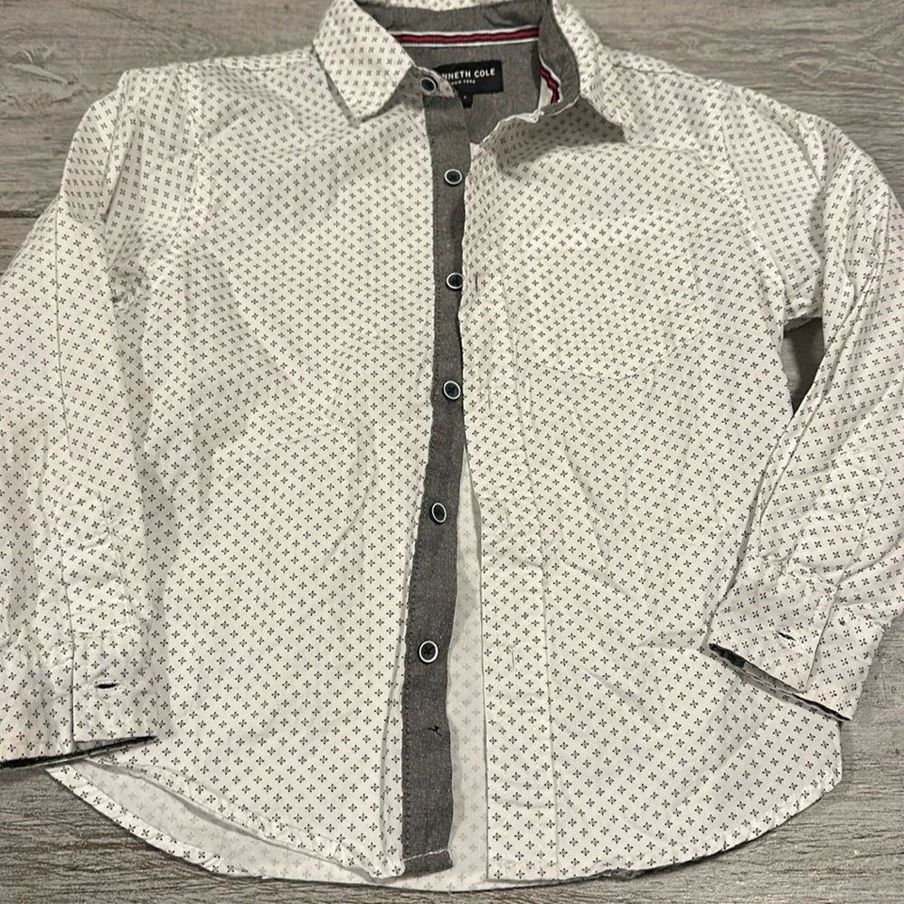 Kenneth Cole New York graphic Button Down Boys Dress Shirt Size 7